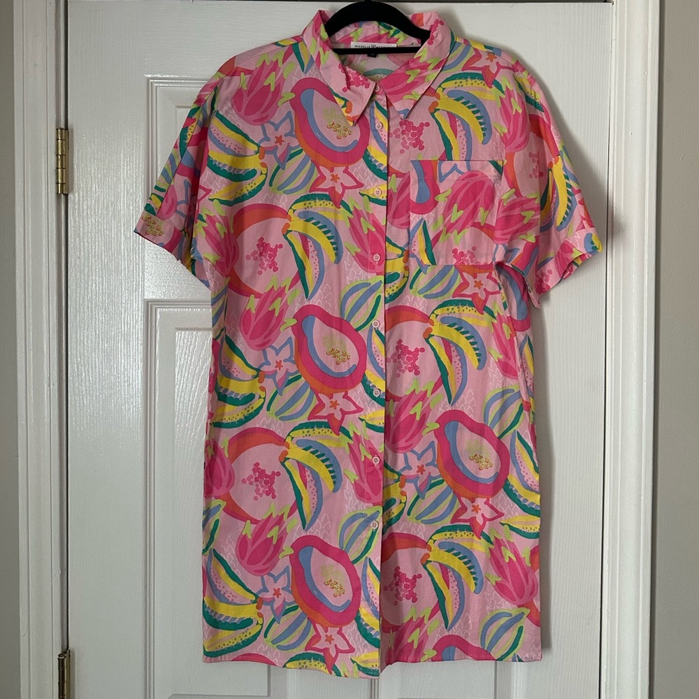 Michelle McDowell fruit print button down dress